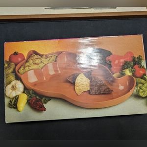 Chili Chip & Dip Terra Cota Server By Boston Warehouse In Box/Original Packaging
